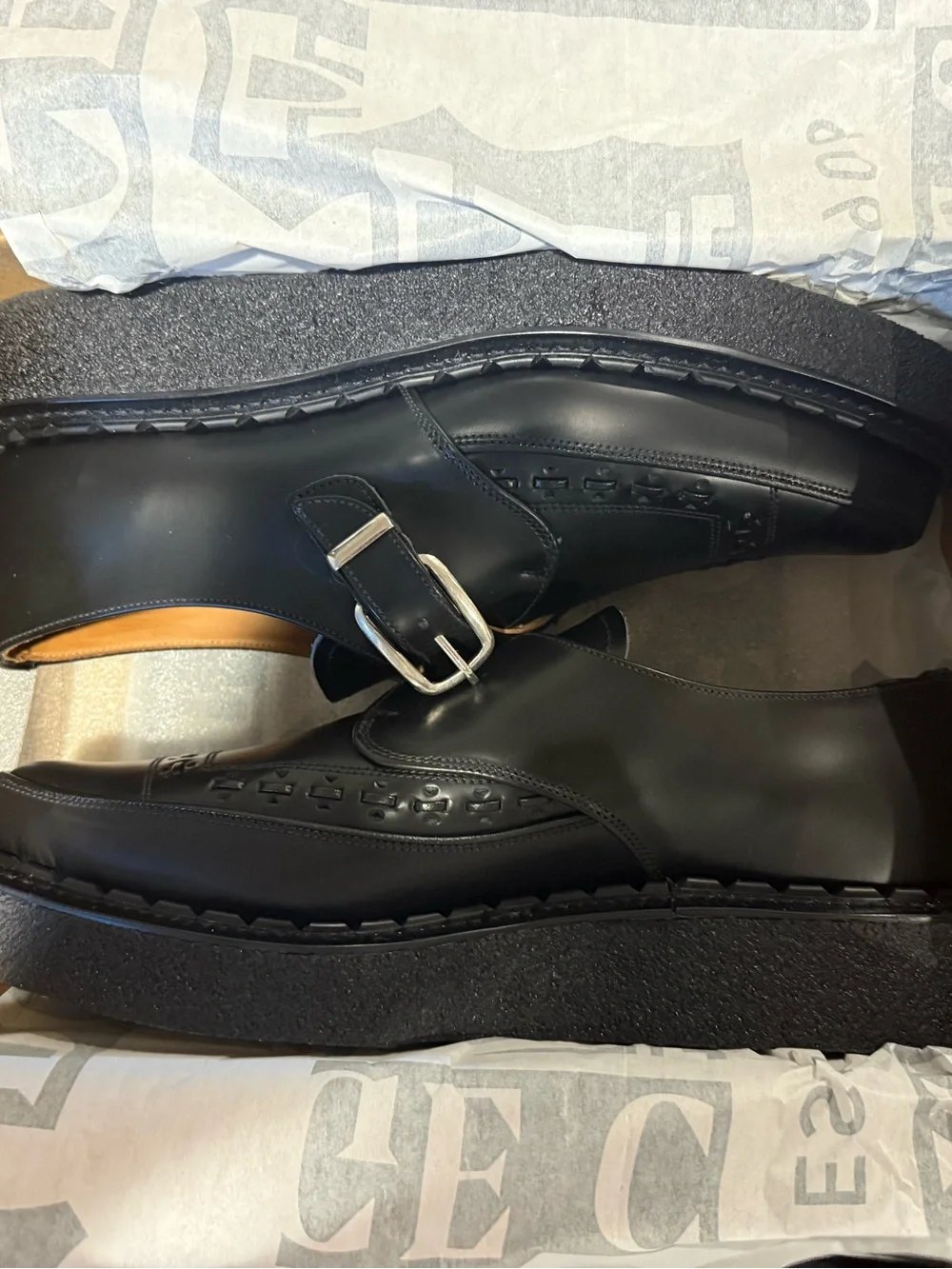 George Black Leather Monk Strap Brogue Oxfords